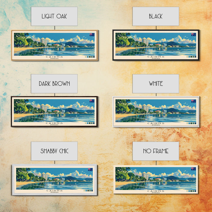 Cairns, Australia Panoramic Canvas Print, Cairns, Australia Painting, Australia Art, Cairns Travel Poster, Travel Art, Living Room Painting