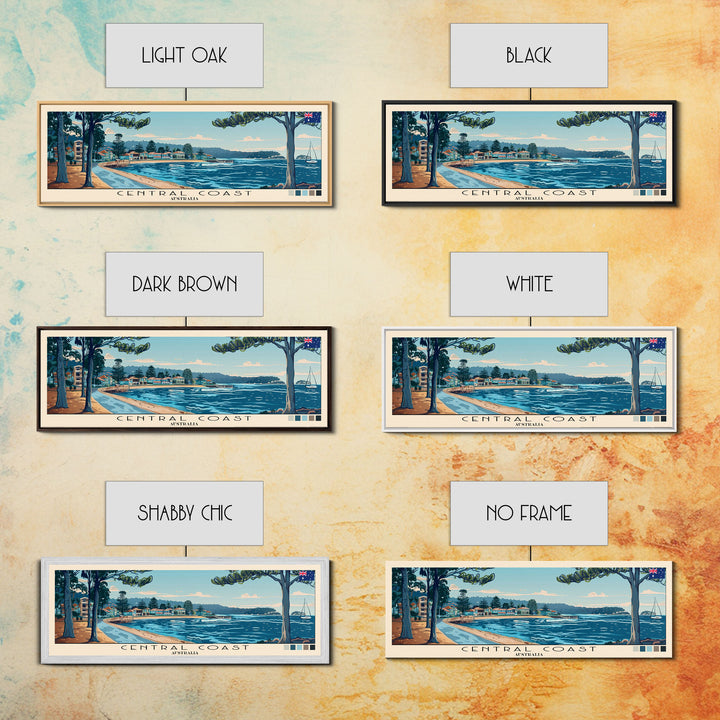 Central Coast, Australia Panoramic Canvas Print, Central Coast, Australia Painting, Australia Art, Central Coast Travel Poster, Travel Art, Vacation Gift