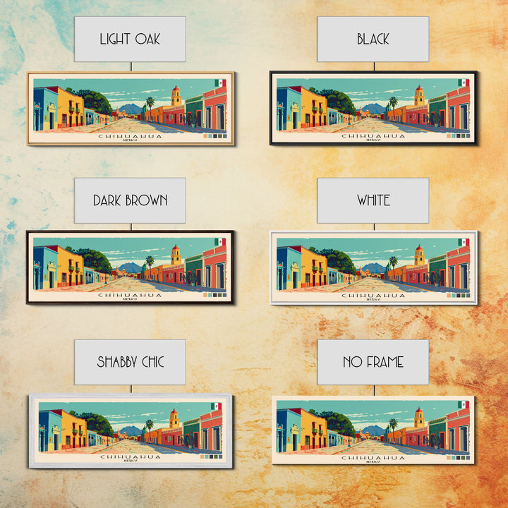 Chihuahua, Mexico Panoramic Canvas Print, Chihuahua, Mexico Painting, Mexico Art, Chihuahua Travel Poster, Travel Art, Vacation Gift