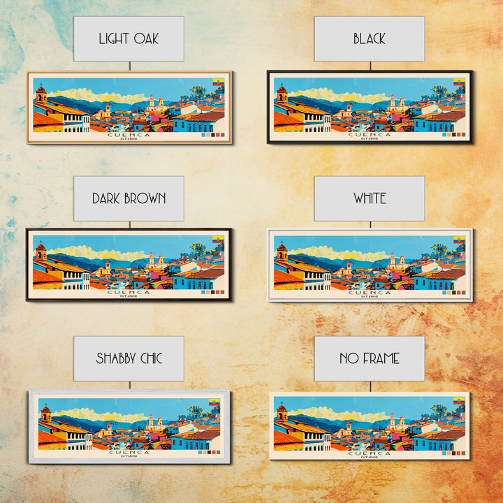 Cuenca, Ecuador Panoramic Canvas Print, Cuenca, Ecuador Painting, Ecuador Art, Cuenca Travel Poster, Travel Art, Guest Room Painting