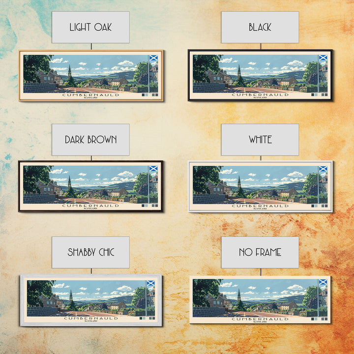 Cumbernauld, Scotland Panoramic Canvas Print, Cumbernauld, Scotland Painting, Scotland Art, Cumbernauld Travel Poster, Travel Art, Housewarming Gift