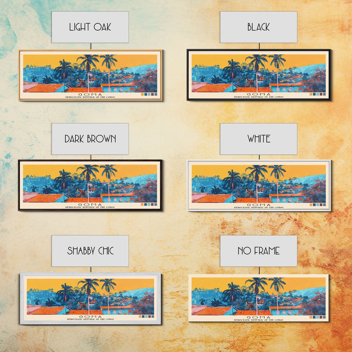 Goma, Congo Panoramic Canvas Print, Goma, Congo Painting, Congo Art, Goma Travel Poster, Travel Art, Housewarming Gift