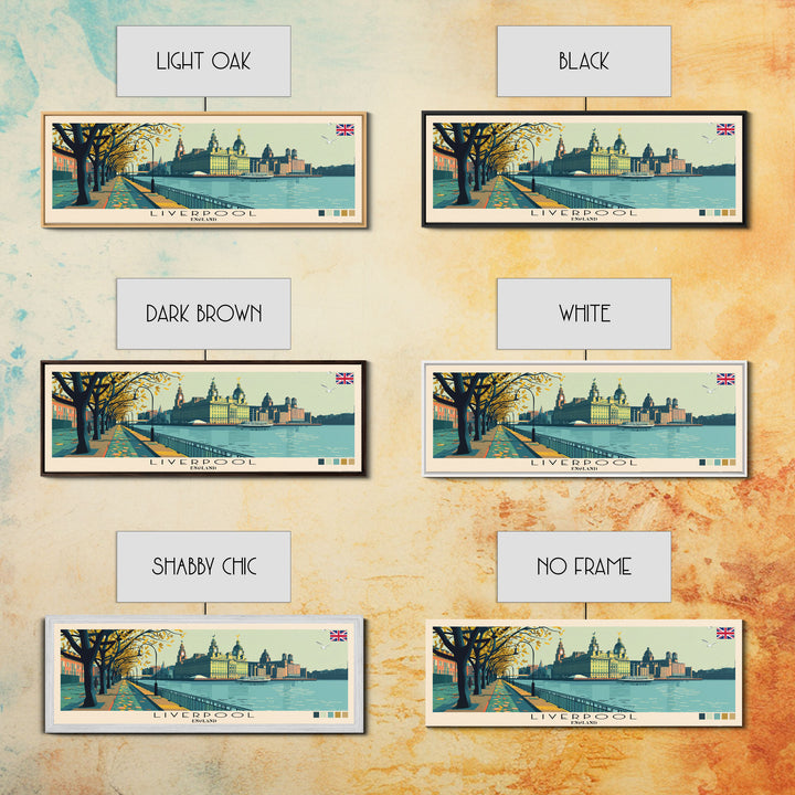 Liverpool, England Panoramic Canvas Print, Liverpool, England Painting, England Art, Liverpool Travel Poster, Travel Art, Guest Room Painting