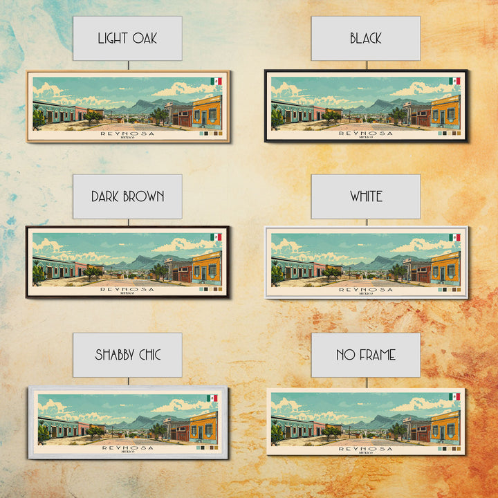 Reynosa, Mexico Panoramic Canvas Print, Reynosa, Mexico Painting, Mexico Art, Reynosa Travel Poster, Travel Art, Guest Room Painting