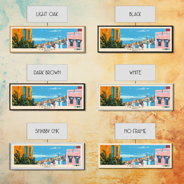 Tangier, Morocco Panoramic Canvas Print, Tangier, Morocco Painting, Morocco Art, Tangier Travel Poster, Travel Art, Guest Room Painting