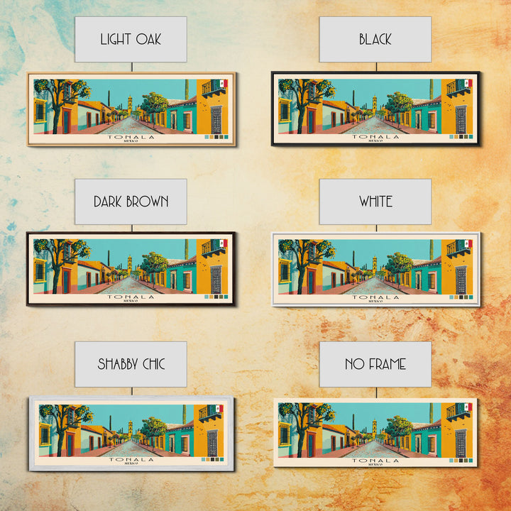 Tonala, Mexico Panoramic Canvas Print, Tonala, Mexico Painting, Mexico Art, Tonala Travel Poster, Travel Art, Guest Room Painting