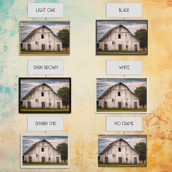 Rustic Farmhouse Wall Decor, White Barn Landscape Print, Farmhouse Living Room Decor, Farmhouse Kitchen Decor, Original Art, Old Barn Photo