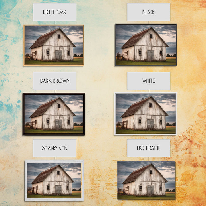 Rustic Farmhouse Wall Decor, White Barn Landscape Print, Farmhouse Living Room Decor, Farmhouse Kitchen Decor, Original Art, Old Barn Photo