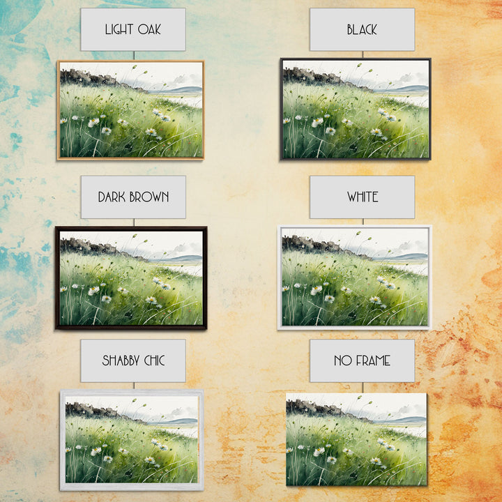 Modern Boho Wall Art, Wall Decoration, Beautiful field of wild flowers framed canvas print, Minimalist Farmhouse Decor