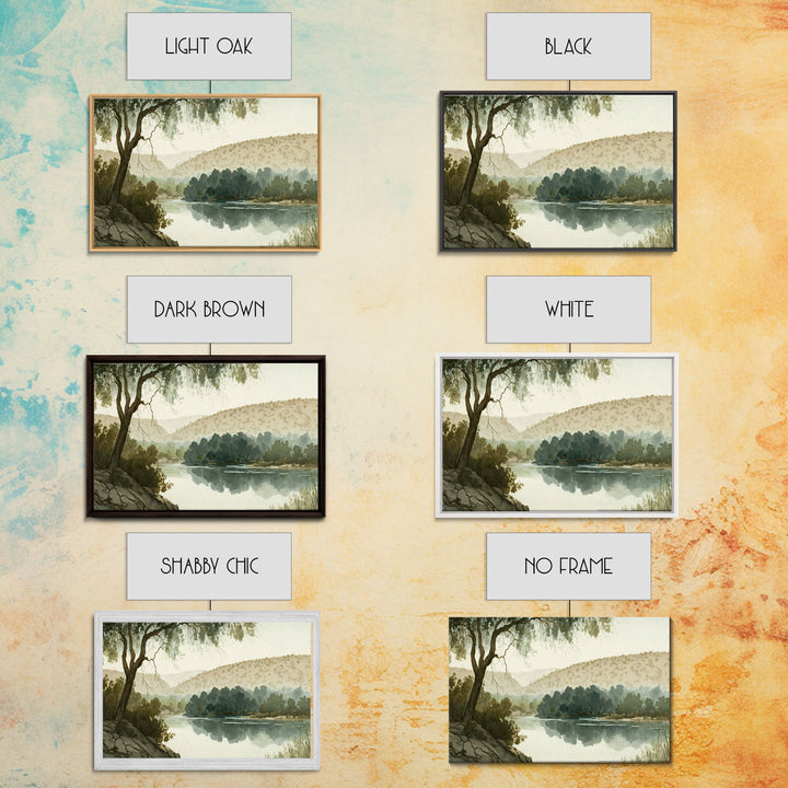 Wall Art Oil Painting Landscape Framed Canvas Print, Vintage Nature Framed Large Gallery Art, Antique Style Art Ready to Hang