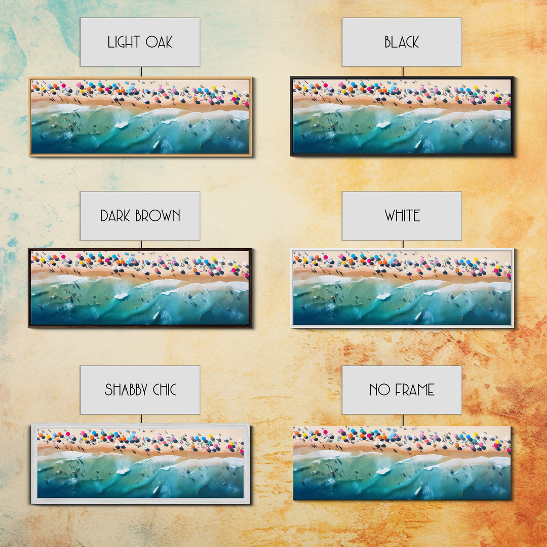 Bird's Eye View Of The Beach, Framed Canvas Print, Beach Seascape Oil Painting Print, Pebble Beach, Myrtle Beach Art, Charleston Art