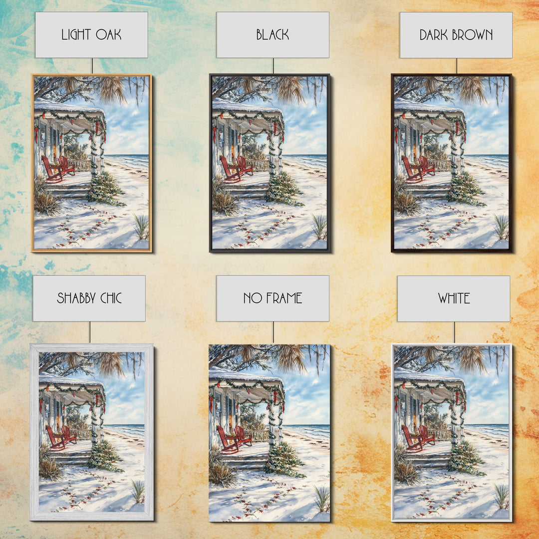 Surf Shack Decorated For Christmas, Tropical Christmas Wall Art, Canvas Print, Framed Wall Art, Christmas Vintage, Christmas Vacation Art