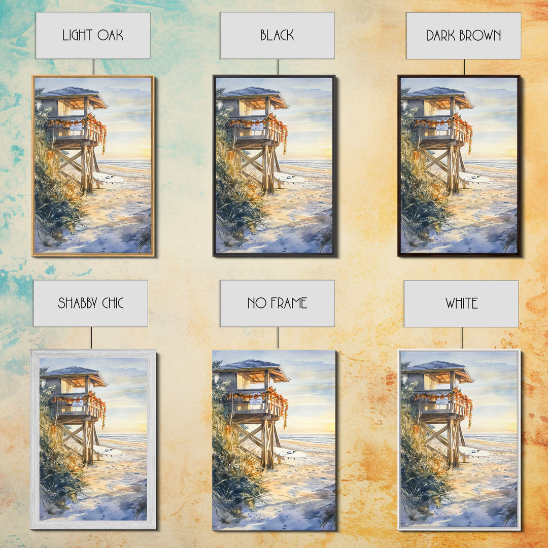 Lifeguard Shack Decorated For Christmas, Tropical Christmas Wall Art, Canvas Print, Wood Framed Wall Art, Christmas Vintage, Christmas