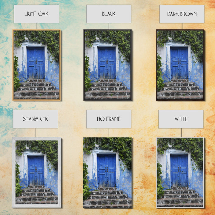 Change2 Mexican Wall Art, Colorful Mexican Door Architecture Painting Framed Canvas Print, Traditional Hacienda Architecture, Ready To Hang