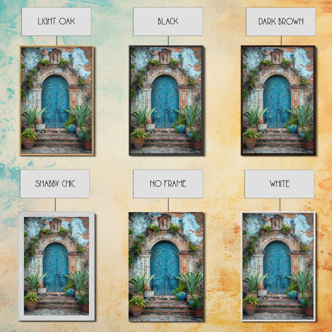 Change324 Mexican Wall Art, Framed Canvas Print, Old Town Mexico Architecture Wall Art, Framed Art