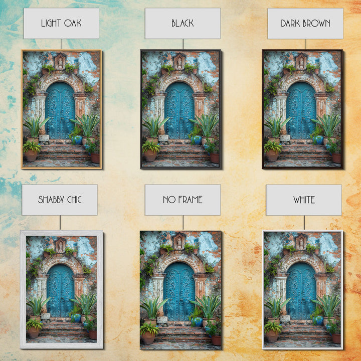 Change324 Mexican Wall Art, Framed Canvas Print, Old Town Mexico Architecture Wall Art, Framed Art