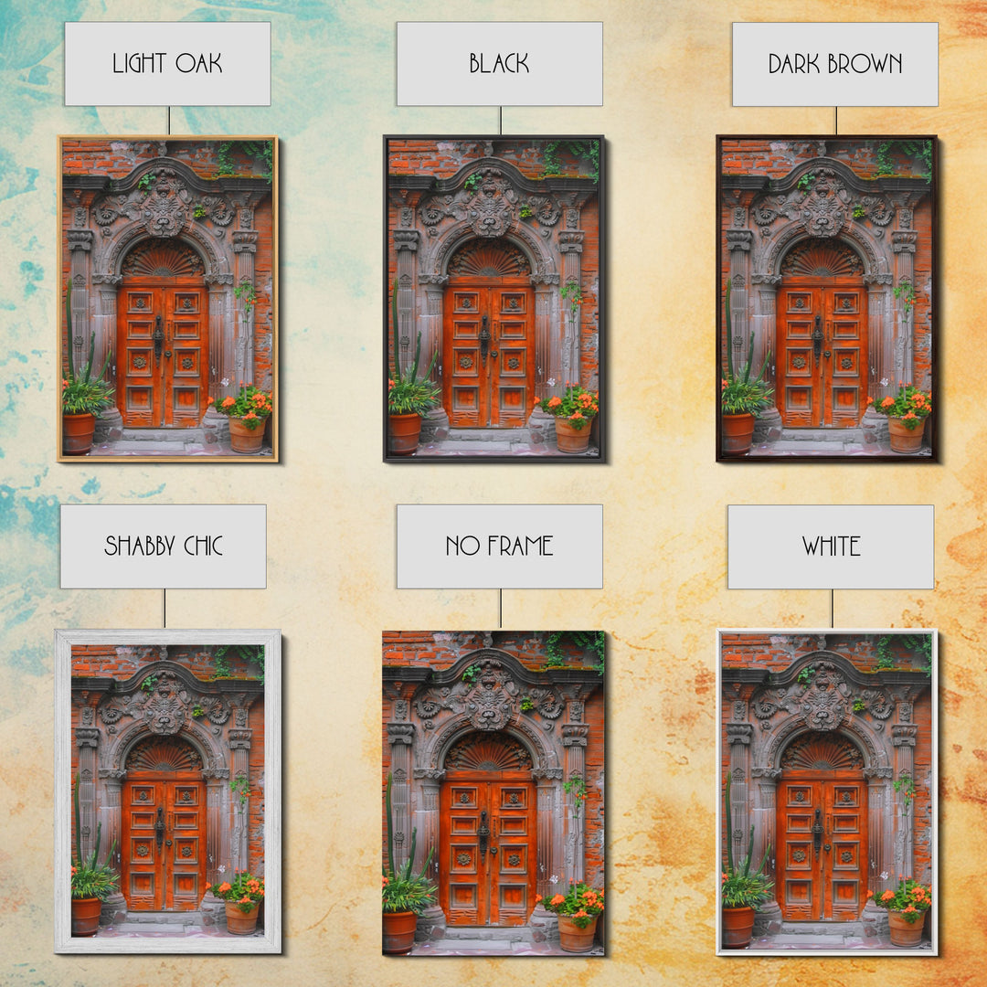 Change23. Mexican Wall Art, Framed Canvas Print, Old Town Mexico Architecture Wall Art, Framed Art