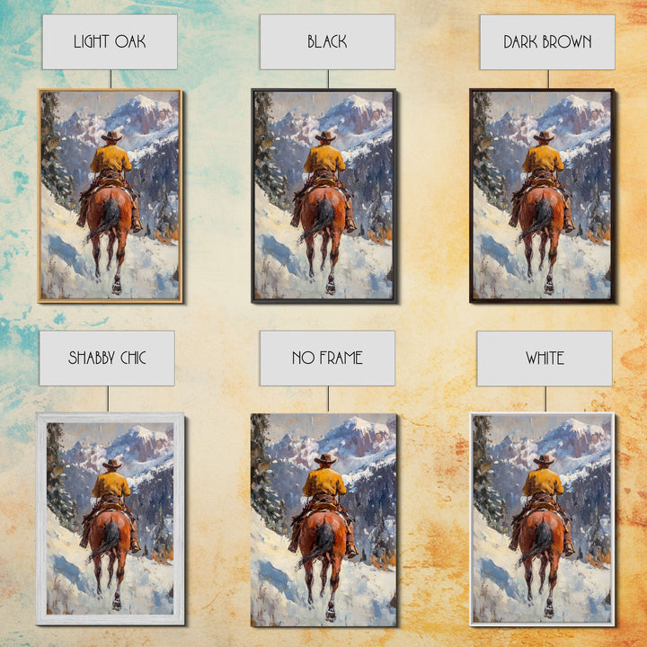 Cowboy on Horseback in Autumn Mountains Canvas Print Fall Wall Art Vintage Christmas Decor Country Christmas Wall Art Gift Idea Seasonal Art