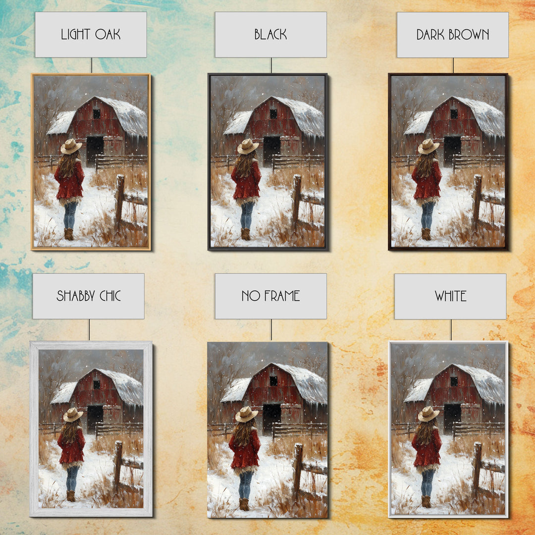 Country Girl with Falling Leaves Canvas Print, Autumn Wall Art, Farmhouse Holiday Decor, Fall Decor, Trendy Wall Art, Framed Canvas Print