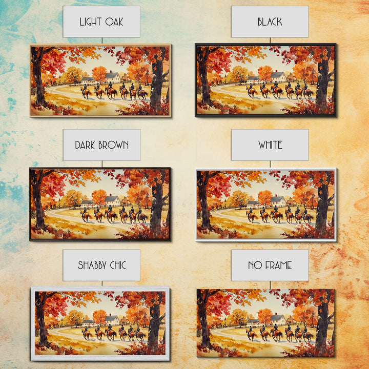 Fall farmhouse wall art Framed Canvas Print equestrian scene autumn country decor cozy farmhouse holiday decor above sofa art gift idea