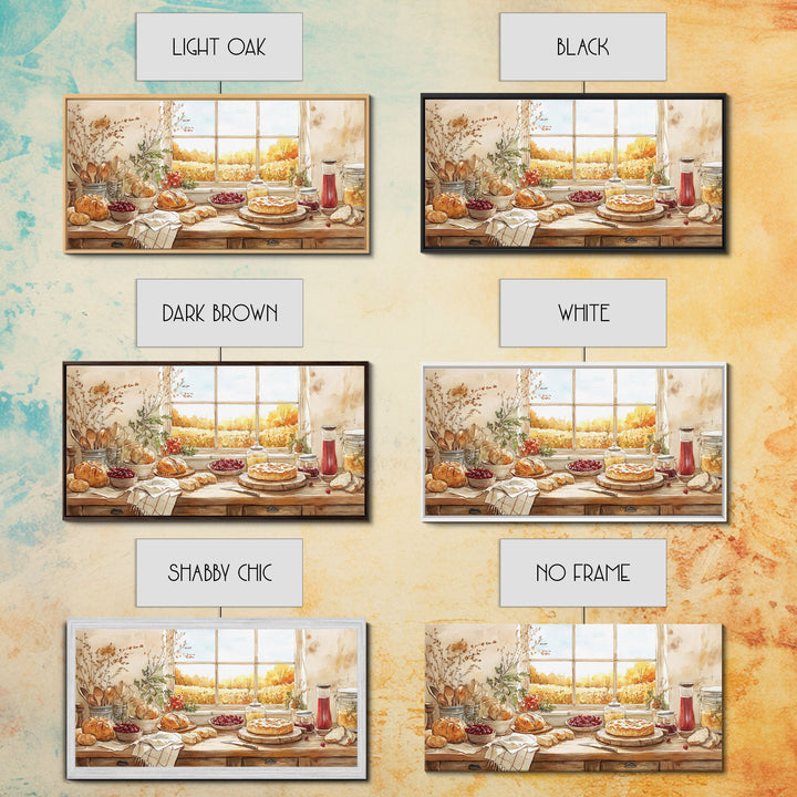 Autumn kitchen decor, cozy fall harvest print, farmhouse wall art vintage rustic fall wall print, country harvest decor, framed canvas print