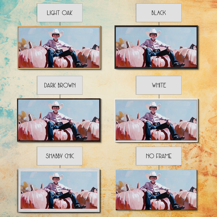 Black And White Cowboy Framed Canvas Print Moody Landscape Fall Art Above Sofa Decor Rustic Western Cowboy Autumn Wall Art