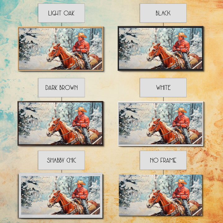 Minimalist Framed Canvas Print of a woman in a pink blouse and cowboy hat, offering modern farmhouse decor art with a hint of rustic charm