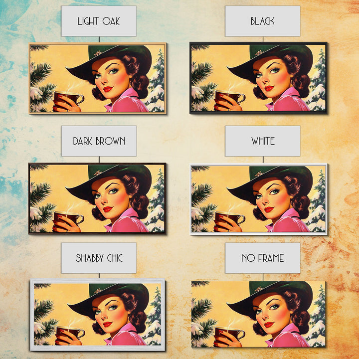 Serene Pathway Framed Canvas Print Featuring Pink Blossoms and Autumn Foliage, Calming Fall Landscape Ideal Seasonal Decor