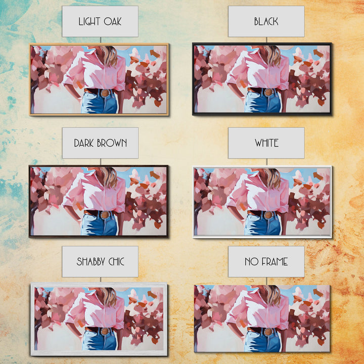 Framed Canvas Print autumnal trees vivid seasonal colors, calm landscape with nature scenery, farmhouse autumn or Christmas decor wall art