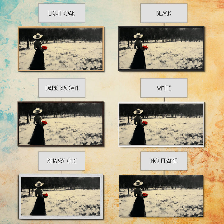 Framed Canvas Print misty forest pathway surrounded by vibrant autumn foliage, serene landscape wall art for fall or rustic home decor