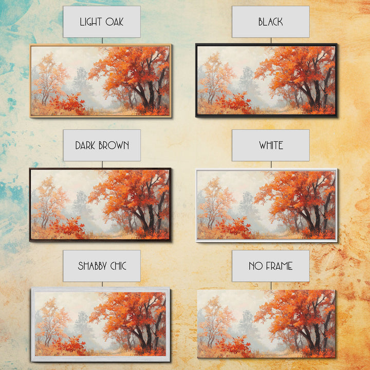 Fall In The Forest, Autumn Watercolor Painting, Moody Landscape Painting, Framed Canvas Print, perfect nostalgic Christmas wall art decor