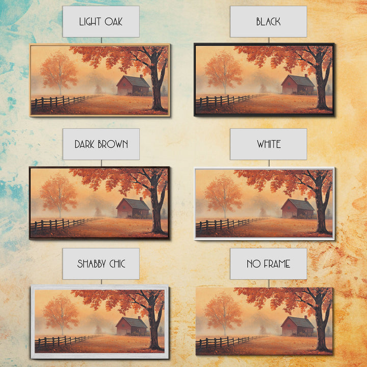 Rustic Barn Painting, Framed Canvas Print, Farmhouse Decor, Farmhouse Wall Art, Vintage Style Fall Barn Landscape Painting, Original Artwork