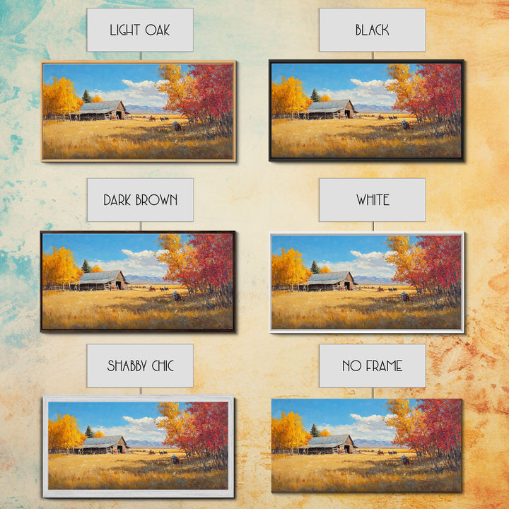 Group Of Horseback Riders In Autumn Field, Rustic Fall Scene Wall Art, Country Farmhouse Framed Canvas Print, Cozy Harvest Time Art