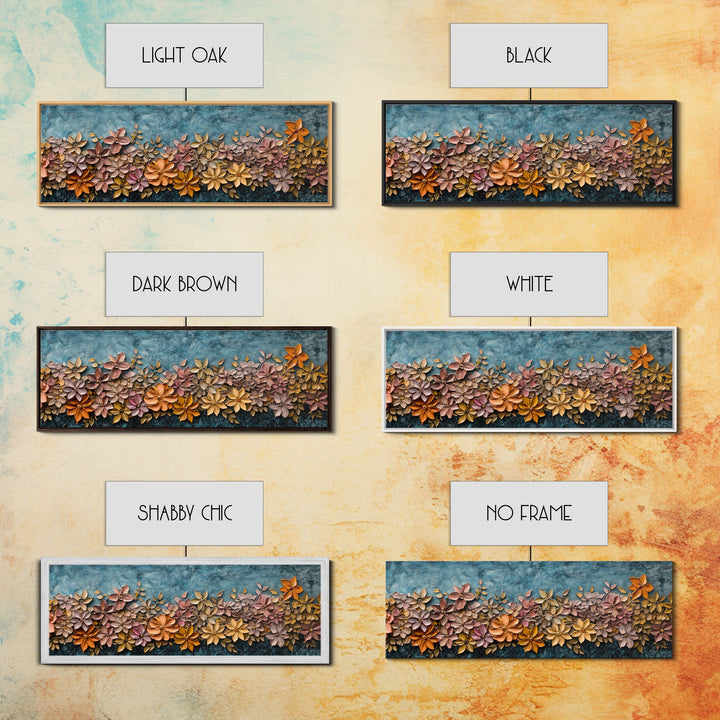 Abstract Wildflower Field Oil Painting Print | Nature Framed Large Gallery Art Ready To Hang, Panoramic Extra Wide Wall Art