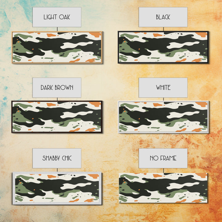 Camoflage, Camo Pattern Wall Art, Framed Canvas Print, Farmhouse Abstract Wall Art, Extra Wide Oversized Wall Art, Cammy Home Decor