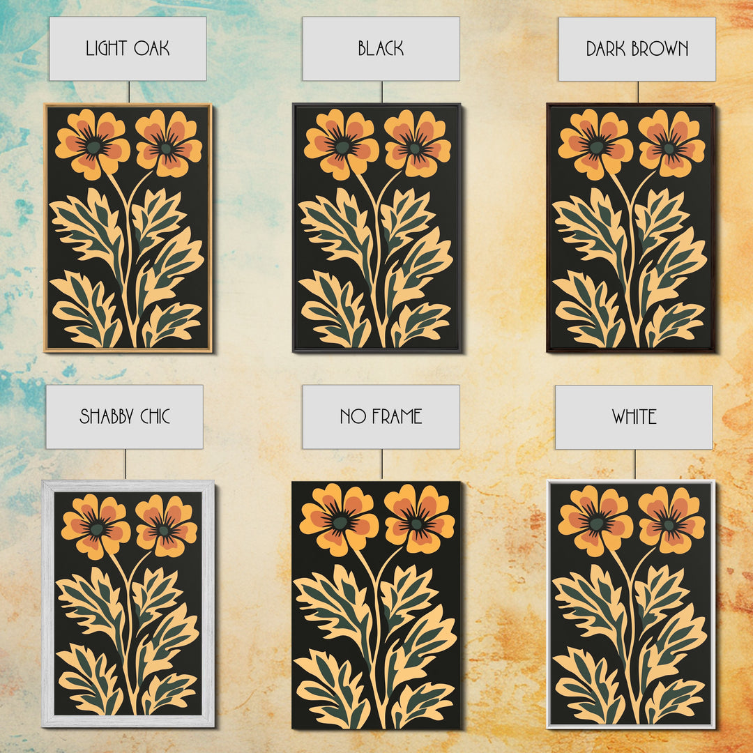 Beautiful Boho Wild Flower Wall Art Canvas Print, Framed Canvas Wall Art Botanical Print Boho Minimalist Home Decor For Living Room