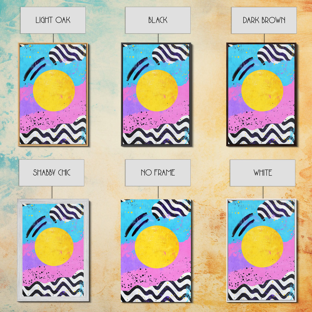Pink and Turquoise Sunset, Preppy Wall Art, Framed Canvas Print, Feminine Dorm Room Preppy Wall Art, Apartment Decor