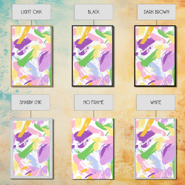 Pastel Brush Strokes Canvas Print, Wood Framed Abstract Wall Art, Dorm Room Decor for Girls