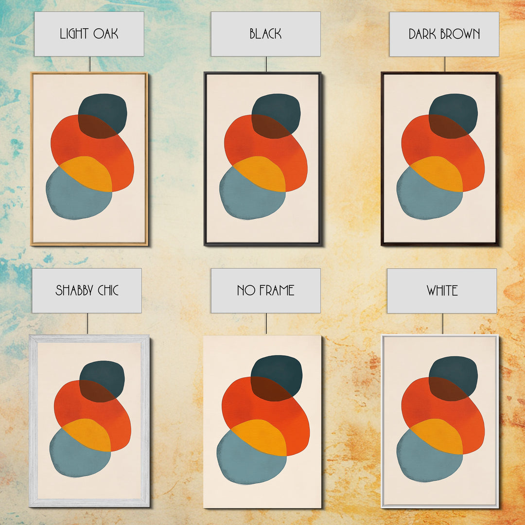 Abstract Geometric Print, White Background Modern Abstract Art, Mid-Century Modern Art, Red Blue and Yellow Art Ready To Hang