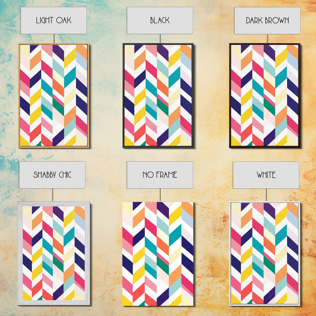 Pastel Chevrons Wall Art, Framed Canvas Print, Wood Framed Wall Art, Framed Wall Art, Gift Idea, Home Decor