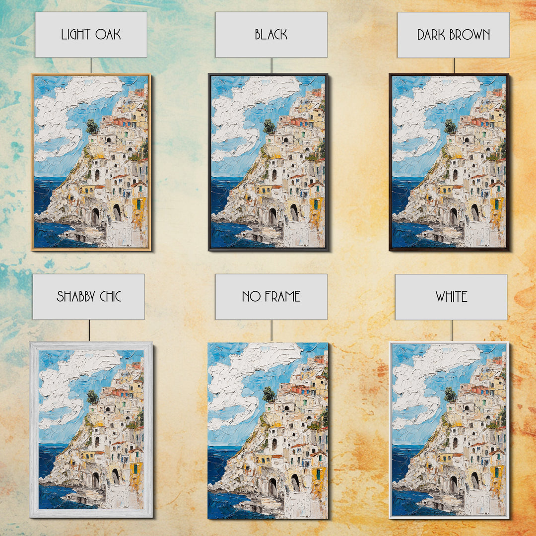 Boho Style Minimalist Wall Art - Italian Seaside Village Canvas Print - Retro Vacation Decor, Vacation Gift Idea