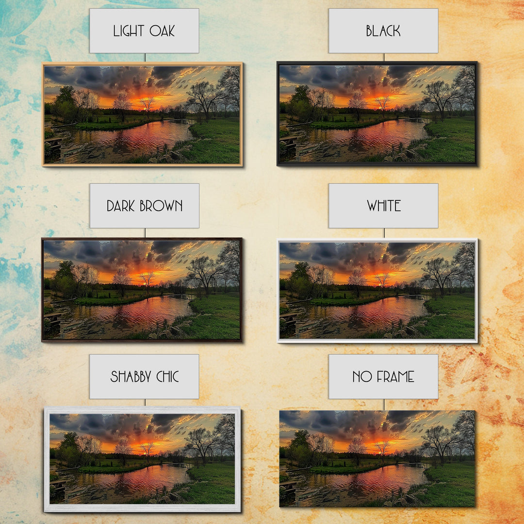 Abstract Landscape Wall Art Framed Canvas Print, East Texas At Sunset Photography Style Print, Original Wall Art, Panoramic Art