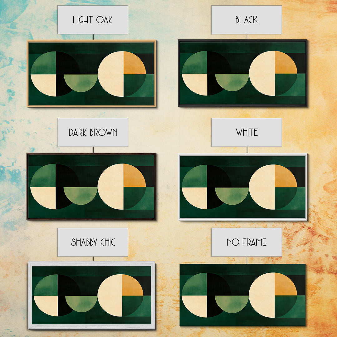 Abstract Wall Art Emerald Green Geometric Canvas Print, Large Framed Modern Art, Mid Century Abstract Home Decor, Minimalist Statement Piece