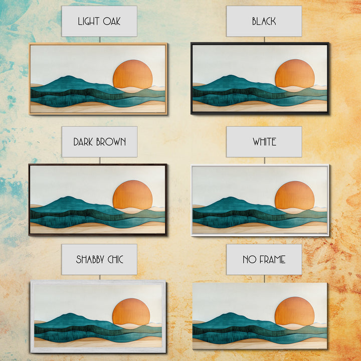 Beautiful Sunset Landscape Painting Print, Minimalist Decor, Eclectic Boho or Kitsch Wall Art