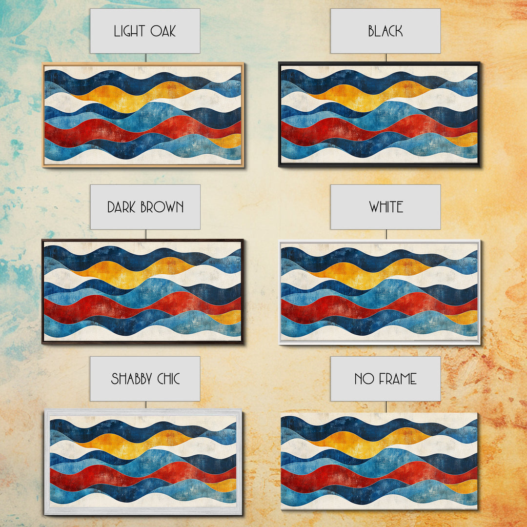 Boho Mid Century Modern Wall Art Canvas Print, Wood Frame Wall Art, Geometric Wall Art, Minimalist Wall Art, Housewarming Gift Idea