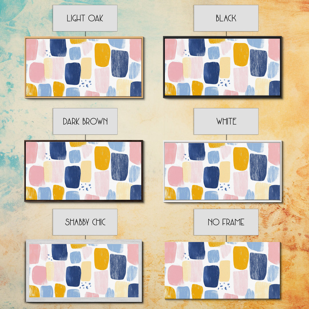 Abstract Painting Print, Wood Framed Wall Art, Preppy Decor, Girl's Dorm Room Wall Art, Apartment Decor