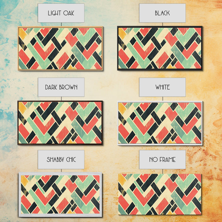 Abstract Mid Century Modern Chevrons, Framed Canvas Print, MCM Style Home Decor