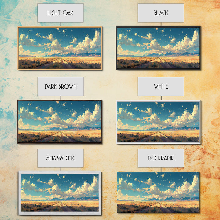 Country Roads Oil Painting Canvas Print, Wood Framed Wall Art, Home Decor, Southwestern Rustic Wall Art, Boho Home Decor