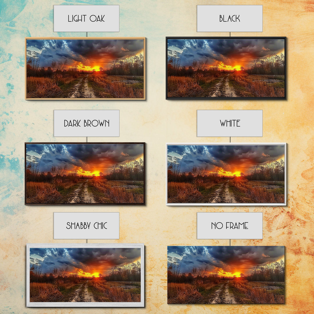 Dirt Roads Framed Canvas Print, Wood Framed Wall Art, Photography Style landscape art, ready to hang wall art home decor