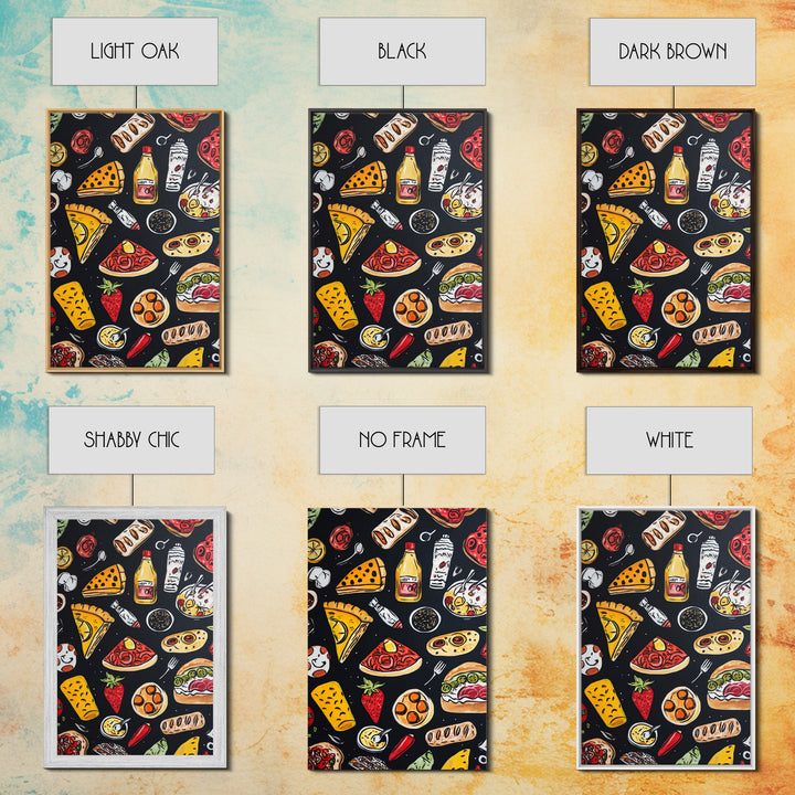 Cute Funky Kitchen Art, Kawaii Wall Art, Kawaii Decor, Restaurant Decor, Kitchen Painting, Dining Room Wall Art, Pizza, Hot Dogs Etc